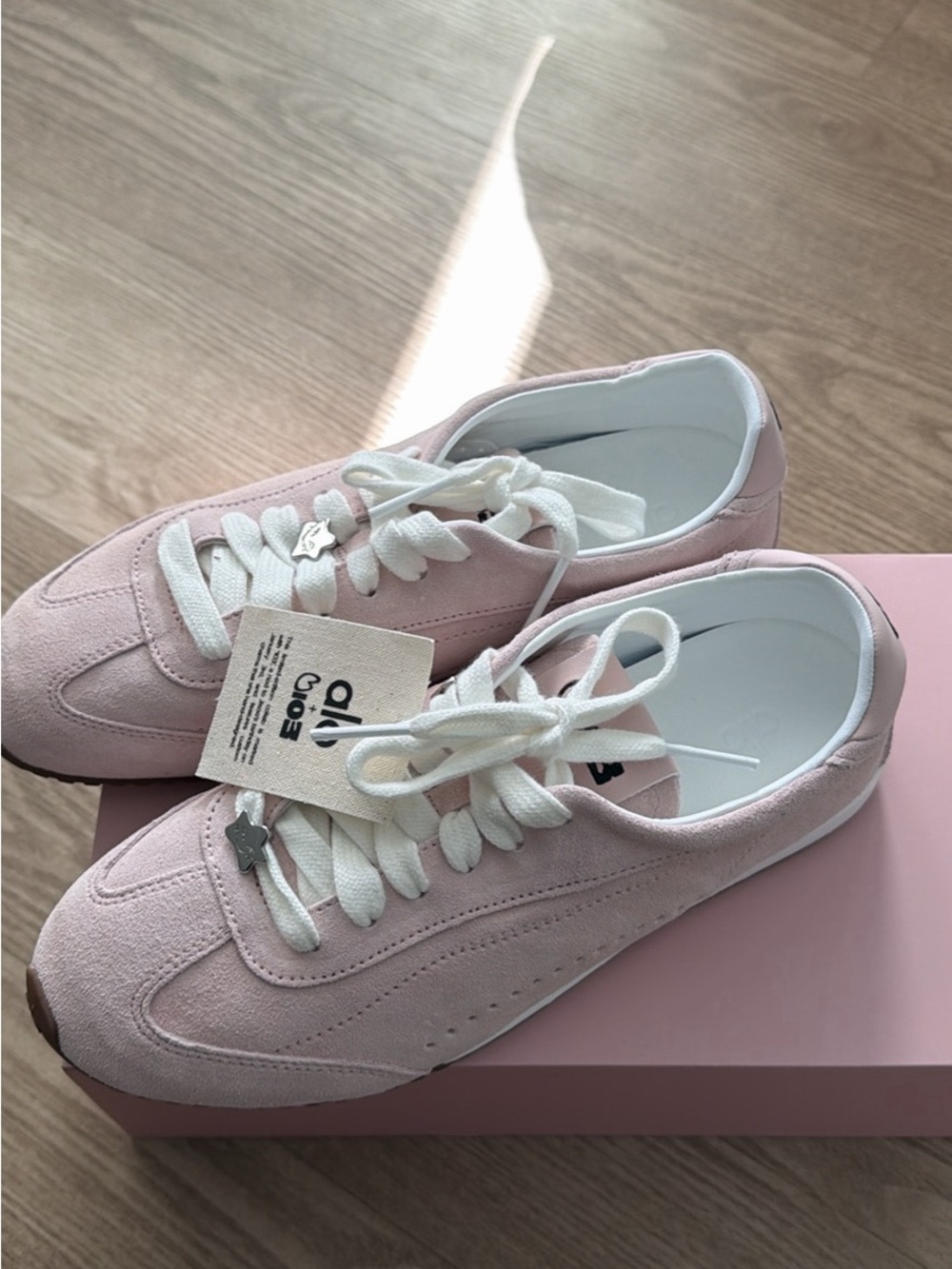 ALO Yoga Blush Pink Suede Low-Top Sneakers